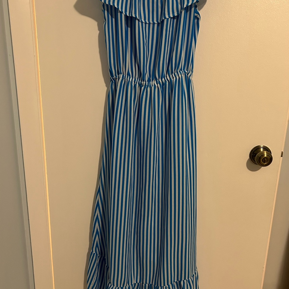 Blue Striped Midi Dress very cute. Worn once. Lots of compliments!